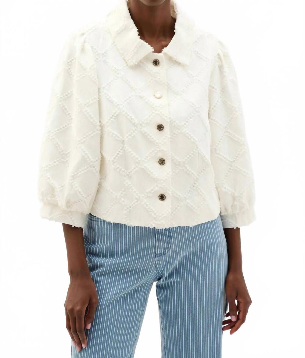 NEW JOSEPH RIBKOFF cotton twill balloon sleeves jacket in off-white